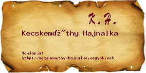 Kecskeméthy Hajnalka névjegykártya